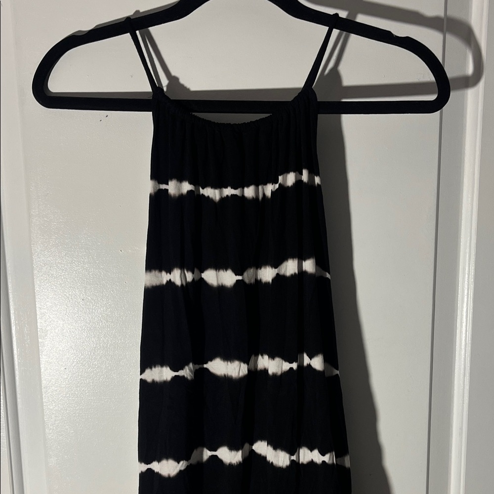 Black and White Tie-Dye Halter Women's Top - Picture 2 of 2